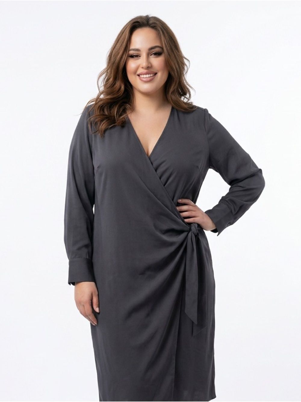 DKNY | NEW Black Midi Length Wrap Dress with Buckle Women’s Plus Size 18W